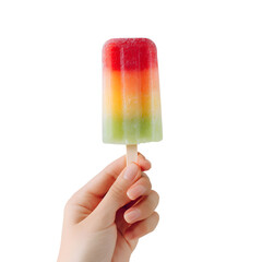 Colorful Fruit Popsicle Held by Small Child's Hand - Vibrant and Joyful Image
