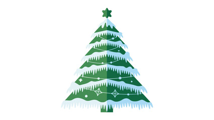 Festive Winter Spruce: A stylized illustration of a snow-laden evergreen, topped with a star, embodying the spirit of winter holidays. 