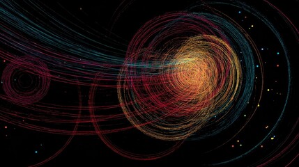 Obraz premium Dynamic Swirls of Colorful Light Creating a Beautiful Abstract Design Against a Dark Background Representing Motion and Energy in Digital Art