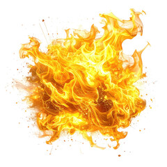 Fiery Explosion A burst of orange flames against a transparent backdrop