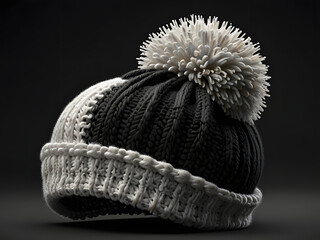Black and white wool hat