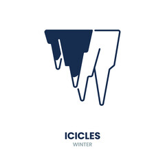Icicles icon. ice, winter, cold, frozen, drip, crystal, snow, sharp, freeze, nature. Vector Icon Illustration
