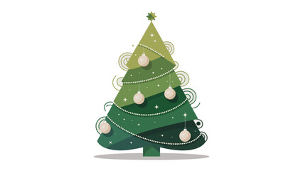 Festive Christmas Tree: A meticulously crafted digital illustration of a cheerful Christmas tree, adorned with delicate ornaments and twinkling lights. Capturing the spirit of holiday cheer.