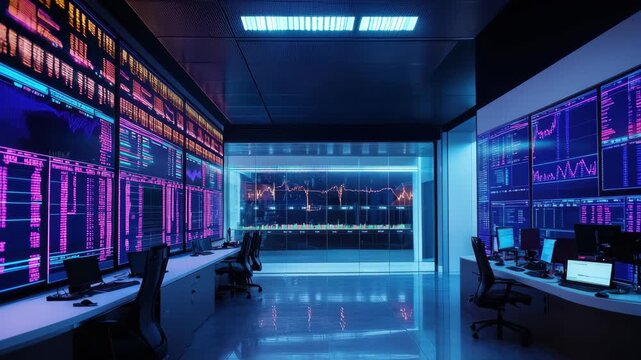 Trading schedule displayed in a modern stock market environment with vibrant screens and advanced technology, trading schedule on the stock market of the digital cryptocurrency exchange