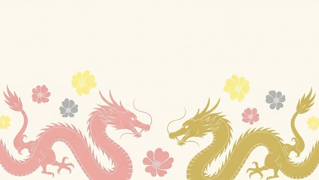 Elegant design with dragon and flower motifs for Asian themed background