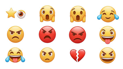 Collection of Emoji Faces Expressing Various Emotions