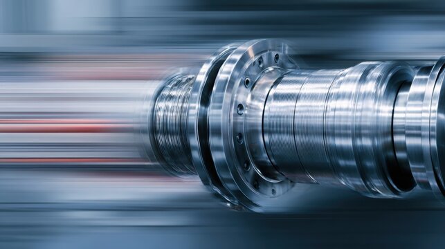 close up of a turbo shaft rotating at extreme speed, abstract motion blur effect, bright high key lighting, minimalistic background representing heat