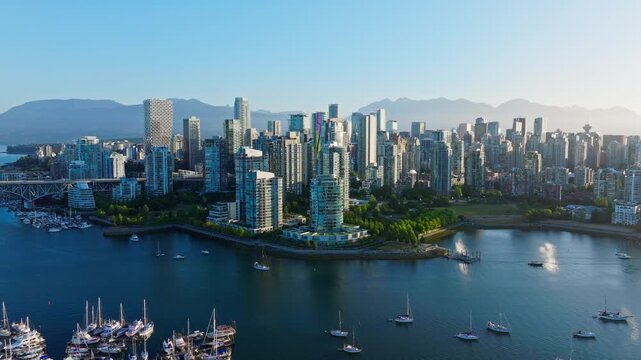 Vancouver downtown skyline aerial 
