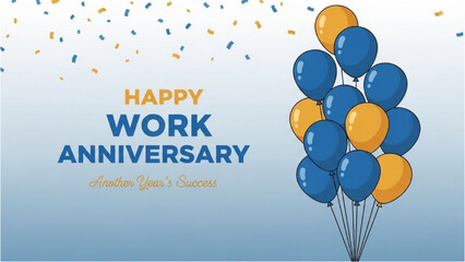 Work Anniversary Celebration with Balloons and Confetti