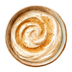 Watercolor painting of Hummus, detailed and artistic vector illustration on a white background.