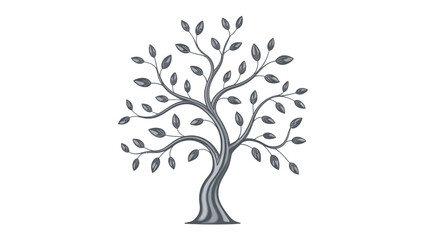 Ornamental Tree: A stylized representation of a tree, featuring elegant branches adorned with leaves, rendered in monochrome. It conveys the essence of nature's resilience. 