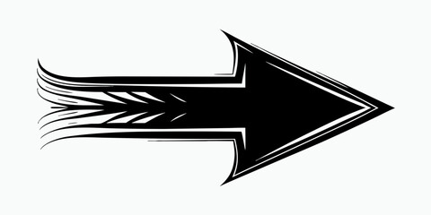 Black arrow pointing to the right with motion effect on white background