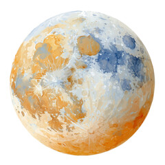 Moon watercolor vector, hand-painted style, high-quality illustration isolated on white background.