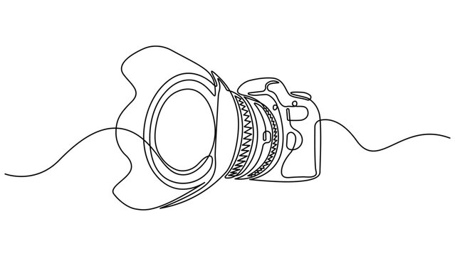 DSLR camera digital vector, Continuous one line drawing of professional photo camera vector illustration. Camera Icon. Digital single-lens reflex camera linear style. Editable stroke