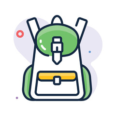 Student backpack flat outline icon, trendy premium vector design