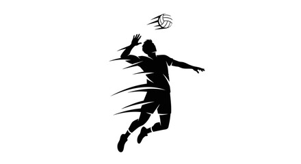 Dynamic volleyball player spiking, isolated vector graphic design.