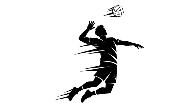 Dynamic male volleyball player hitting ball action illustration