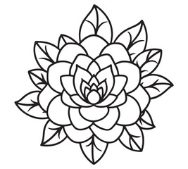 Mandala Flower Design – Simple Floral Line Art Coloring Page