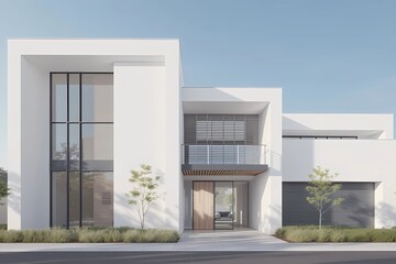 Modern Geometric Building Exterior under Clear Sky