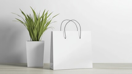 A plain white paper shopping bag with no logo.
