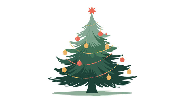 Festive Pine Adornment: A detailed illustration of a decorated christmas tree, conveying the warmth of the holiday season.