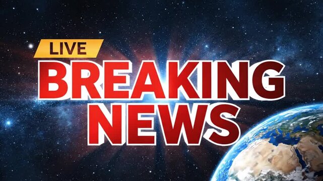 Urgent live breaking news broadcast with earth, perfect for global events, politics, finance, world affairs, and international updates with impact
