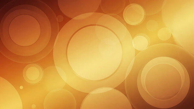 Warm Yellow Abstract Background with Transparent Overlapping Circles and Bright Golden Bokeh Effect.