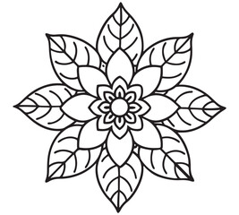 Obraz premium Mandala Flower Design – Simple Floral Line Art Coloring Page