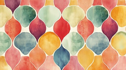 A repeating pattern of colorful watercolor washes.  Perfect for a background.

