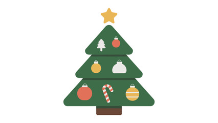 Festive Tree: A charming illustration captures the holiday spirit, with a decorated Christmas tree adorned with ornaments and a star, bringing cheer to the season.