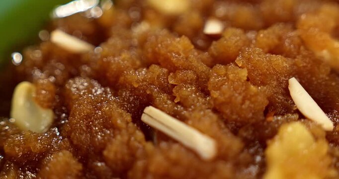 Moong dal halwa is a classic Indian sweet dish made with moong lentils, sugar, ghee and cardamom powder