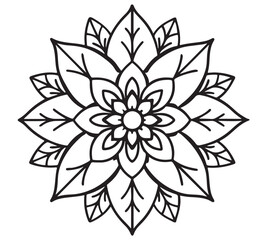 Mandala Flower Design &ndash; Simple Floral Line Art Coloring Page