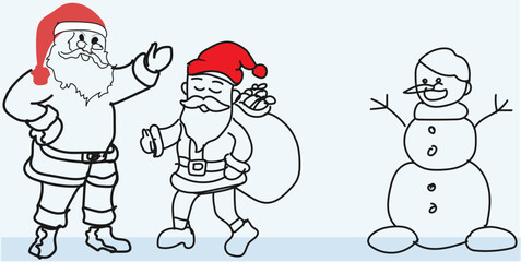 One Santa raised his hand in greeting, while the other carried gifts and peace in his stride