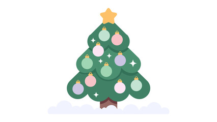 Festive Season: A whimsical illustration of a decorated Christmas tree with ornaments, evoking the spirit of holiday cheer and celebration.