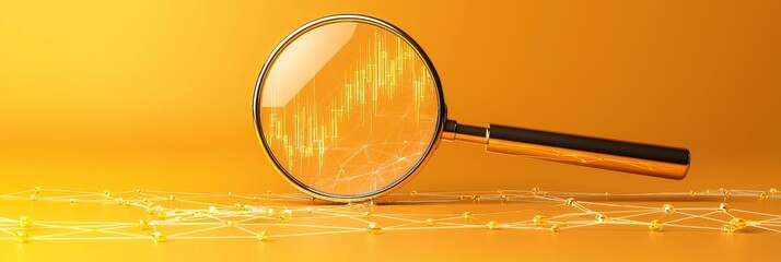 Magnifying Glass  Focus  Investment concept Magnifying glass over abstract data representation.