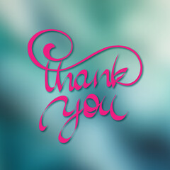 Vector illustration, handwritten Thank You 