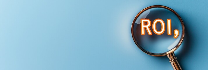 Magnifying Glass  Focus  Investment concept Magnifying glass focusing on the word ROI