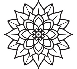 Mandala Flower Design – Simple Floral Line Art Coloring Page