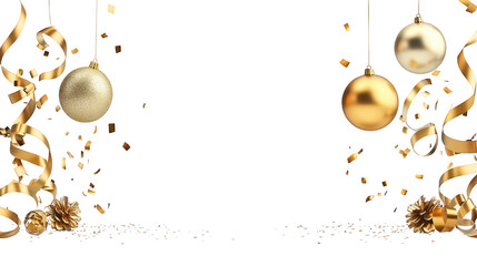 Fototapeta premium Elegant Festive Background with Golden Ornaments and Ribbons