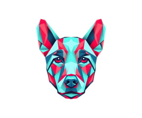 Geometric dog head portrait abstract art isolated on transparent background