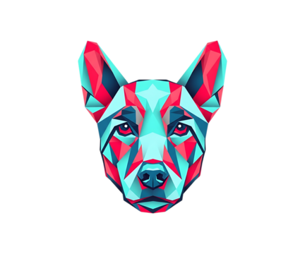 Geometric dog head portrait abstract art isolated on transparent background