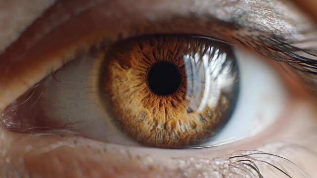 Close-up of a detailed human eye showcasing vibrant colors and intricate patterns for artistic and scientific purposes