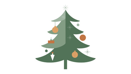 Festive Spruce: A stylish and minimalistic illustration of a decorated spruce, adorned with ornaments and a radiant star at its pinnacle, radiating the warmth of the season.