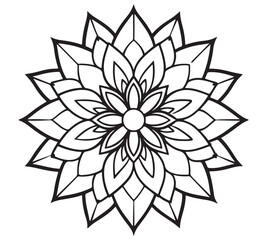 Obraz premium Mandala Flower Design – Simple Floral Line Art Coloring Page