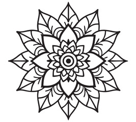 Mandala Flower Design – Simple Floral Line Art Coloring Page