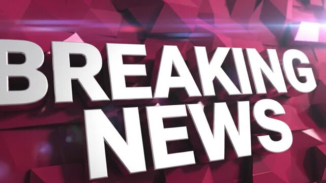 Breaking news animation with dynamic 3D text and geometric background for urgent updates and announcements, driving real time engagement and information