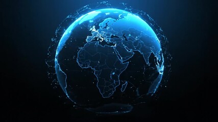 Global business connections pulsing across a world map in dynamic blue hues, perfect for international expansion and technology strategies - Powered by Adobe