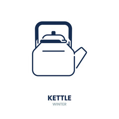 Kettle icon. boiling, water, tea, kitchen, steam, cookware, metal, pot, handle, appliance. Vector Icon Illustration