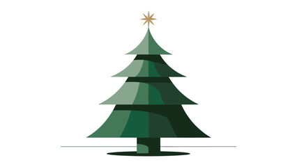 Evergreen Festive Tree: A simple, festive evergreen tree stands tall, its classic design a beacon of holiday spirit. A solitary star adorns the top.