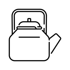 Obraz premium Kettle icon. boiling, water, tea, kitchen, steam, cookware, metal, pot, handle, appliance. Vector Icon Illustration